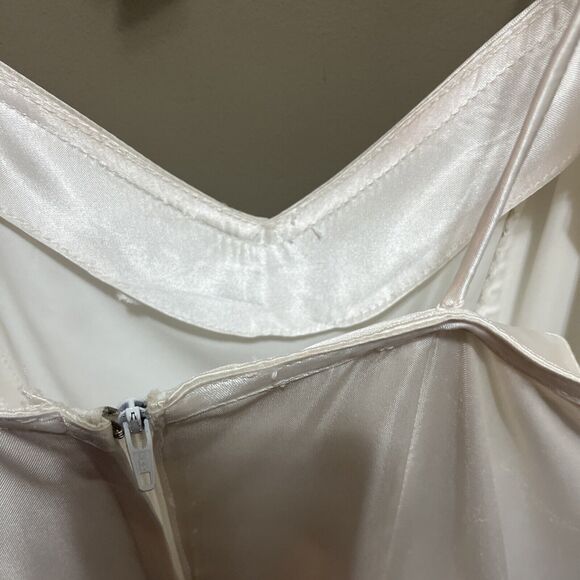 VNTG Gunne Sax Jessica McClintock Wedding Prom Cocktail Satin Floral Lace Dress - Picture 11 of 16